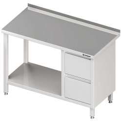 Stół przyścienny z blokiem dwóch szuflad (P),i półką 800-1900x600x850 mm
