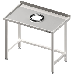 Stół przyścienny bez półki 800-1900x600x850 mm, z otworem na odpadki